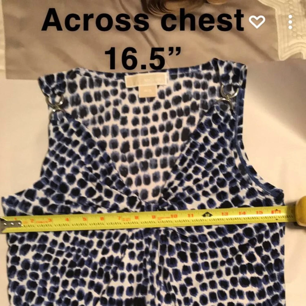 NWOT Michael Kors Top Blue, black, white animal print size PS shoulder chain - Picture 10 of 10